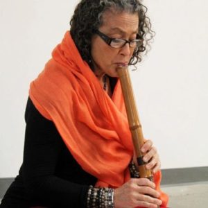 Rachel Rudich playing a Shakuhachi